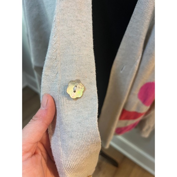 Natural Life Daisy Cotton Cardigan Sweater Oatmeal Floral L/XL Boho Slouchy - Picture 5 of 10